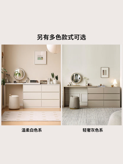 实木化妆桌现代简约化妆台收纳柜一体女生卧室伸缩梳妆台