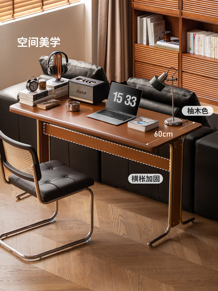 实木书桌书房复古长方形办公桌写字桌中古靠墙学习桌