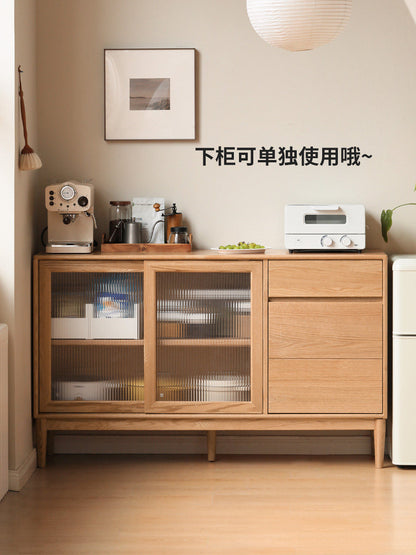 实木餐边柜靠墙一体现代简约储物柜小户型茶水柜酒柜