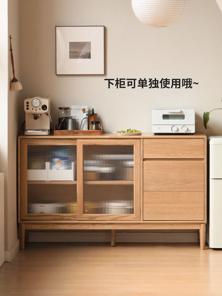实木餐边柜靠墙一体现代简约储物柜小户型茶水柜酒柜