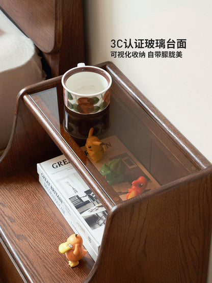 实木床头柜现代简约收纳柜卧室床边小柜子橡木储物柜