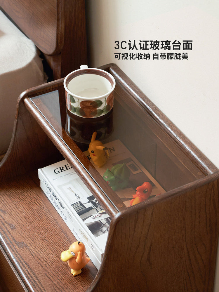 实木床头柜现代简约收纳柜卧室床边小柜子橡木储物柜