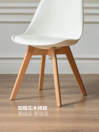 实木餐椅北欧椅子卧室化妆椅书房软包靠背椅伊姆斯椅