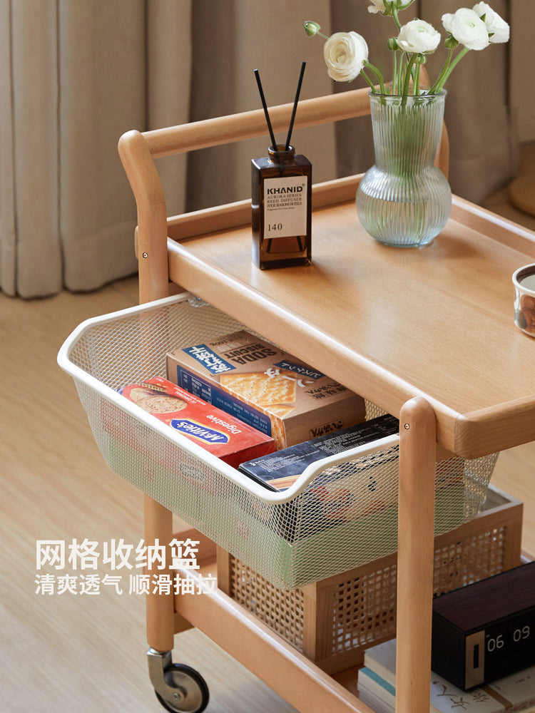 实木边几客厅现代简约沙发侧边桌原木置物边柜移动小推车