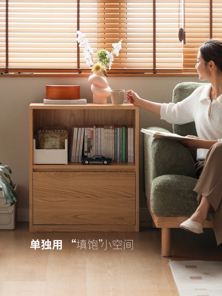 实木书柜置物储物柜橡木自由组合矮柜落地书架餐边柜