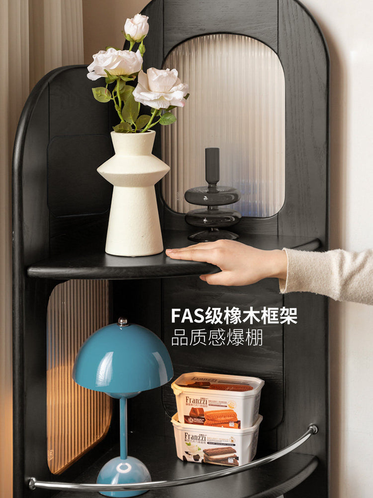 实木转角书架包豪斯书房收纳架小户型黑色靠墙一体置物架