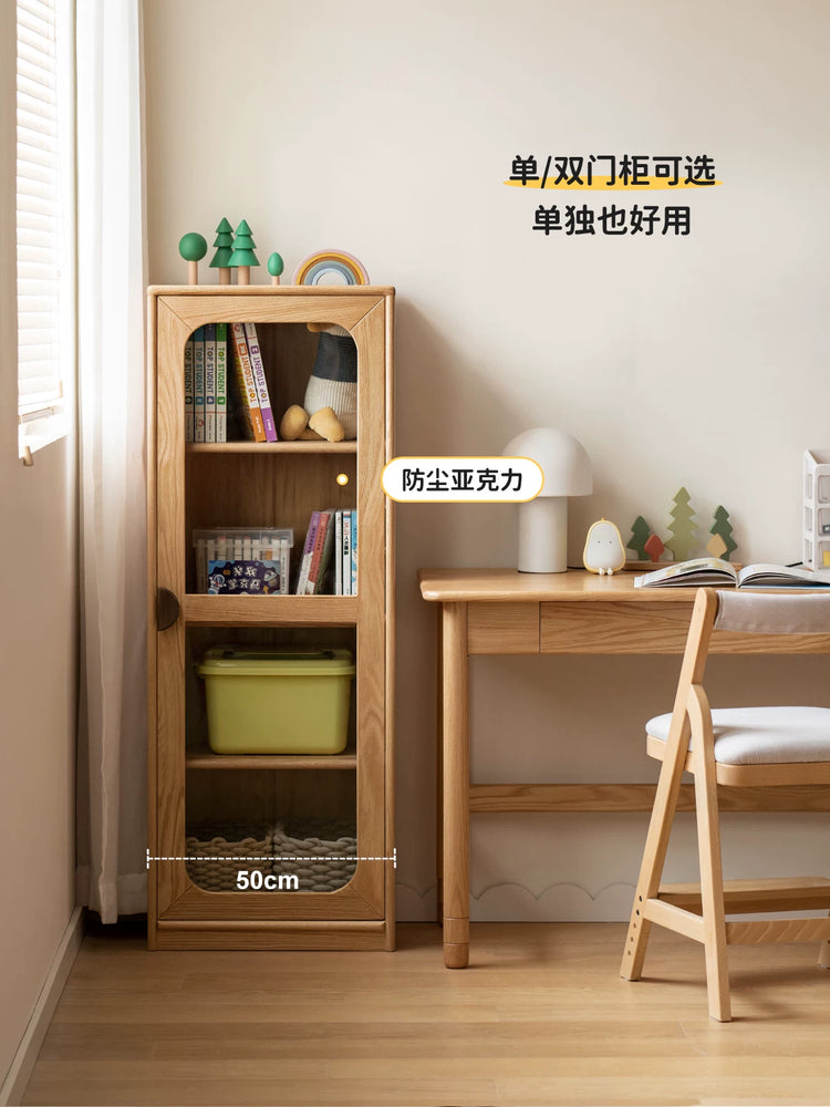 实木儿童书柜落地组合书架橡木收纳柜学生储物柜子
