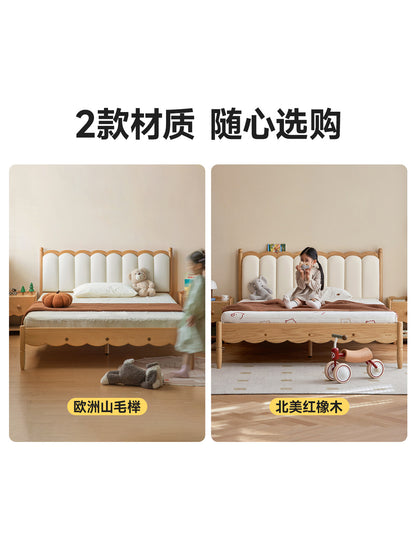 儿童床男孩女孩通用单人床简约软包床青少年卧室实木床
