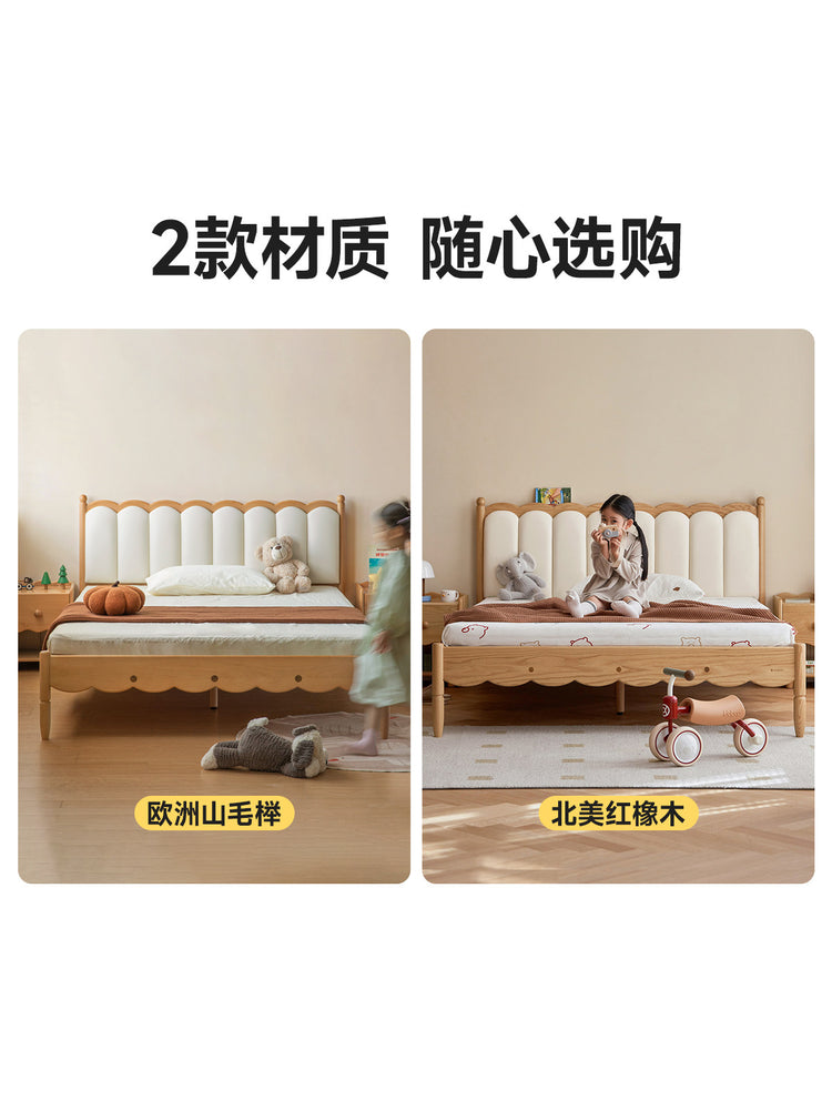 儿童床男孩女孩通用单人床简约软包床青少年卧室实木床