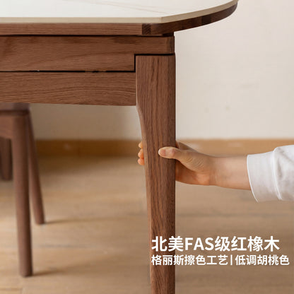 实木餐桌橡木折叠圆桌小户型简约饭桌吃饭可伸缩桌子