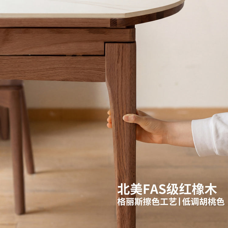 实木餐桌橡木折叠圆桌小户型简约饭桌吃饭可伸缩桌子