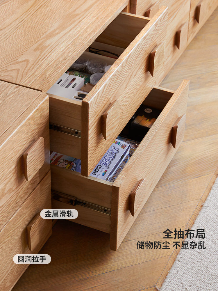 实木电视柜客厅现代简约模块组合卡门柜橡木落地边柜