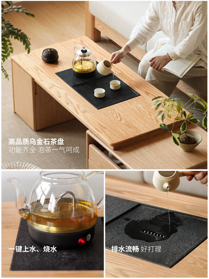 实木伸缩泡茶原木一体式茶几茶台储物柜橡木茶桌