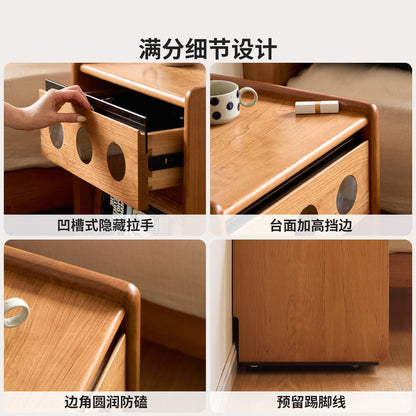 实木床头柜现代简约多功能储物柜卧室樱桃木可移动收纳柜