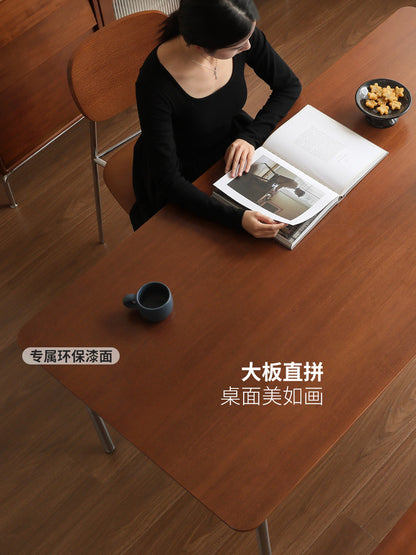实木餐桌包豪斯饭桌长方形简约中古餐厅靠墙吃饭桌子