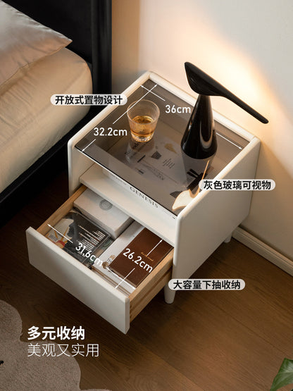 实木床头柜现代简约储物柜卧室白色收纳柜床边置物柜