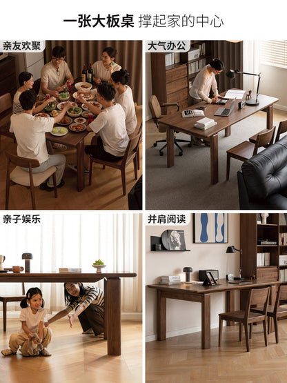 实木餐桌黑胡桃木餐厅吃饭桌简约现代原木黑标办公桌