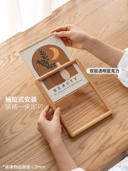 实木相框高级感黑胡桃木山毛榉桌面摆台6/8/10寸A4画框