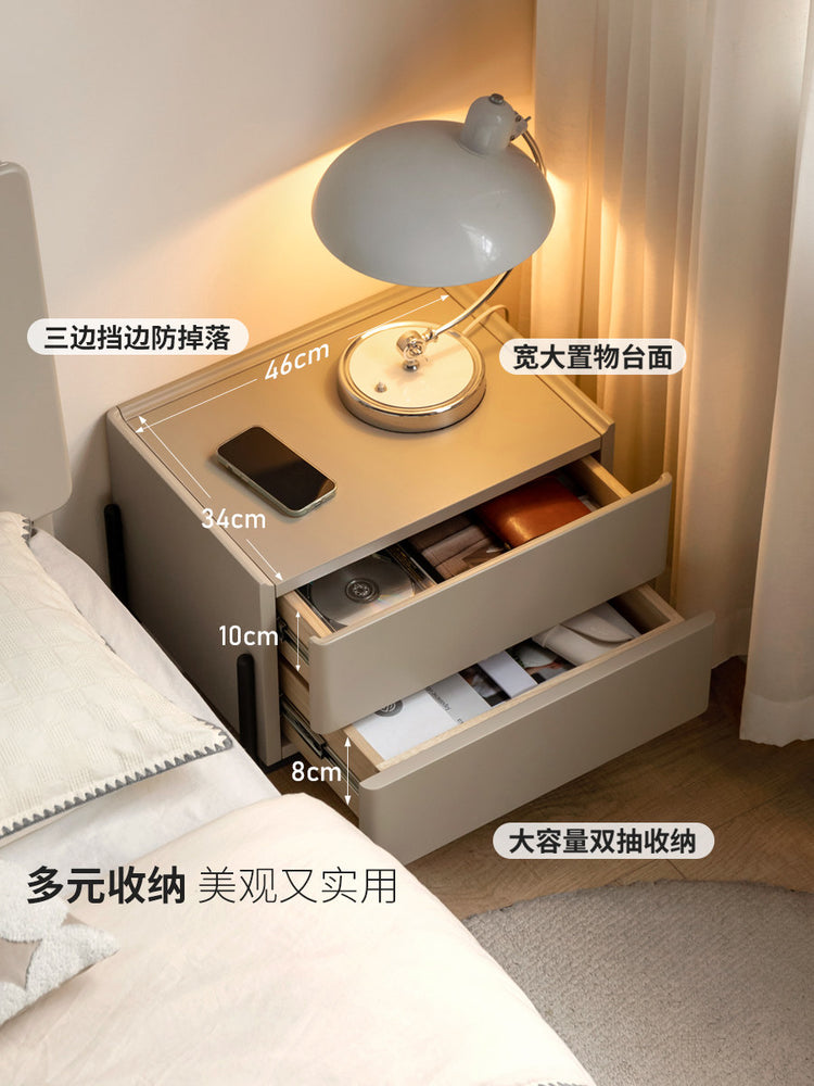 实木床头柜轻奢床边柜现代简约意式极简卧室小型收纳柜子