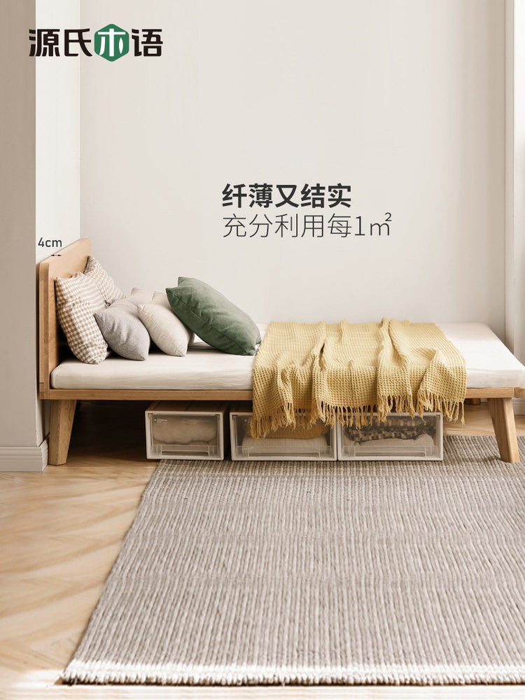全实木床简约现代榻榻米橡木小户型齐边床北欧卧室双人床
