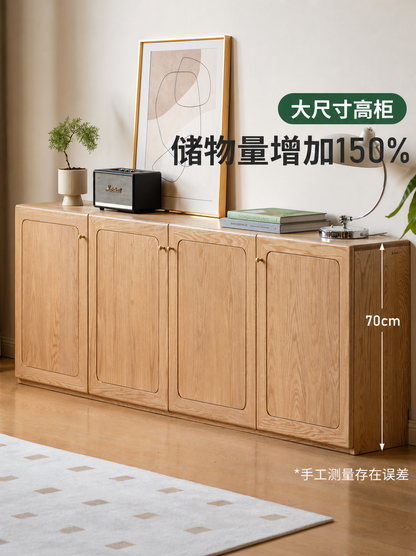 实木电视柜现代简约落地收纳地柜客厅橡木原木风高柜