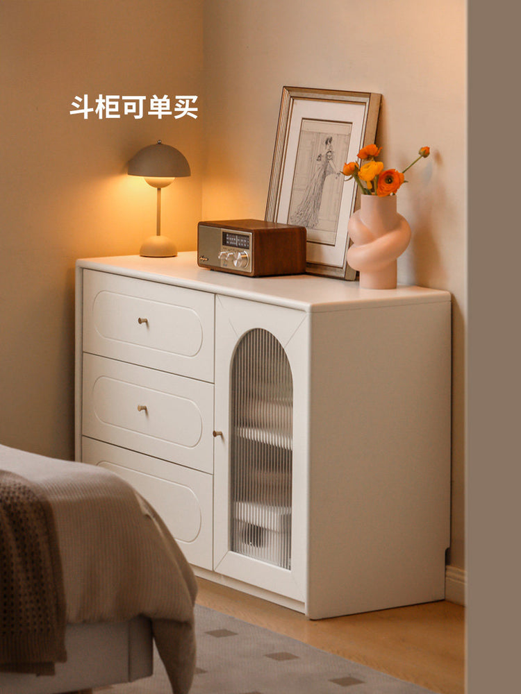 实木梳妆台斗柜一体主卧法式奶油风伸缩化妆桌白色化妆台