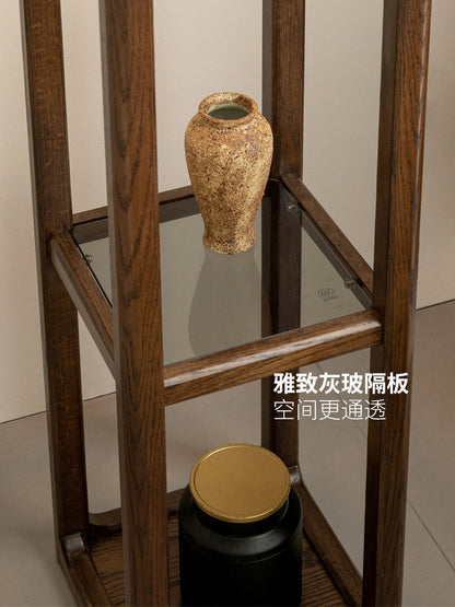 实木置物架新中式客厅沙发边柜橡木侧边柜小户型边几