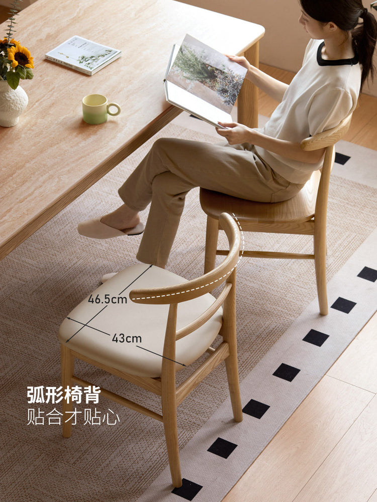 实木餐椅现代简约休闲椅餐厅白蜡木靠背椅软包餐桌椅