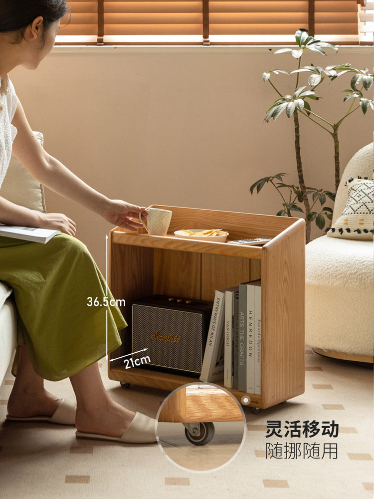 桌下移动书架置物架收纳柜文件柜矮柜实木边柜落地小推车