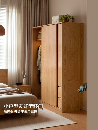 实木衣柜现代橡木衣橱衣帽间简约收纳柜卧室储物柜