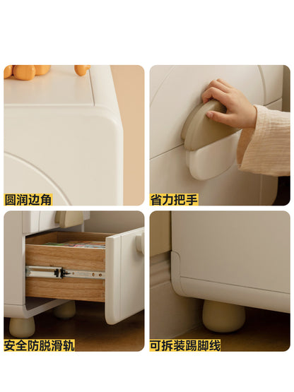 儿童实木床头柜奶油风卧室床头收纳柜白色床边储物柜