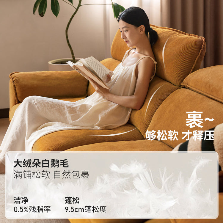布艺沙发客厅简约现代猫抓布日式复古灯芯绒直排沙发