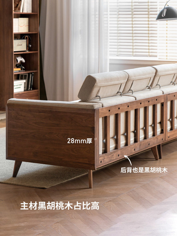 实木黑胡桃木新中式大户型沙发简约客厅转角布艺沙发