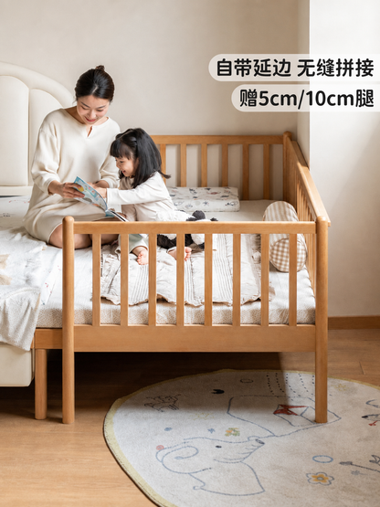 实木带护栏儿童床床大床加宽床拼接男孩女孩单人小床