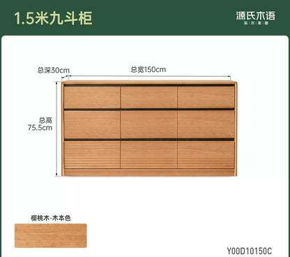实木斗柜中古风床尾柜卧室樱桃木五边柜简约储物柜
