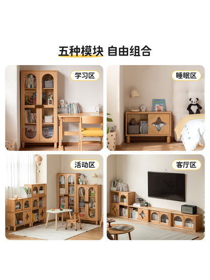 实木儿童书柜组合书房储物柜玩具收纳柜落地靠墙柜子