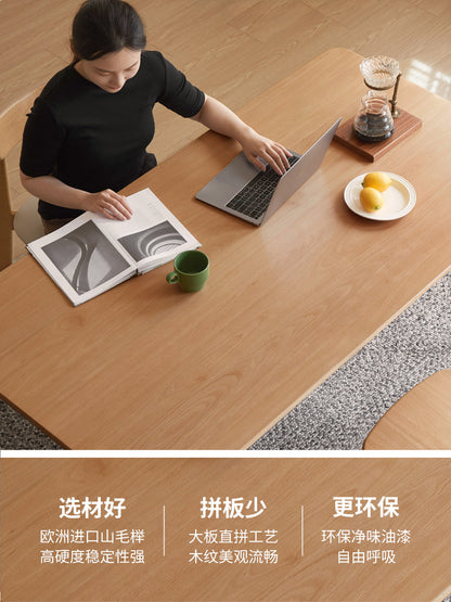 实木餐桌简约现代餐厅吃饭桌山毛榉可靠墙长方形桌子