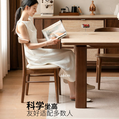 实木餐椅餐厅黑胡桃木休闲椅简约餐桌椅靠背椅椅子