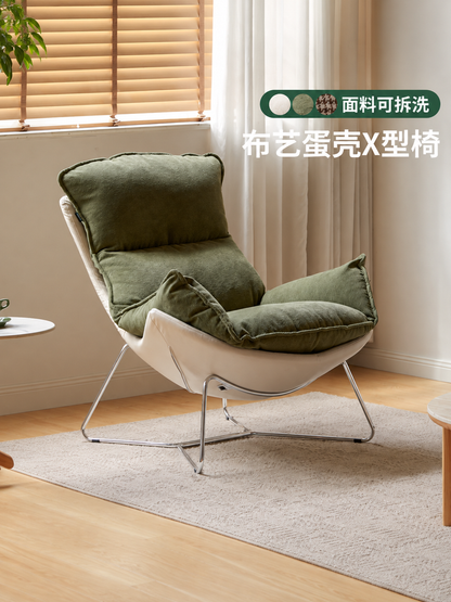 布艺沙发椅客厅现代简约休闲蛋壳椅阳台千鸟格蜗牛椅