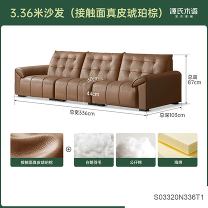 真皮沙发现代简约头层牛皮皮沙发客厅大黑熊直排沙发