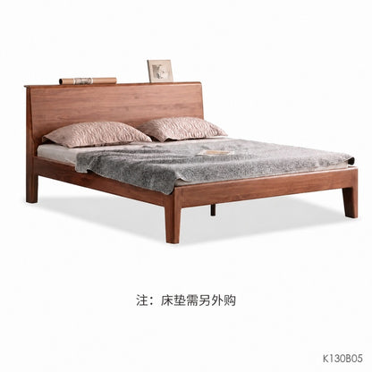 全实木床北欧卧室黑胡桃木大床现代简约1.5米1.8米双人床