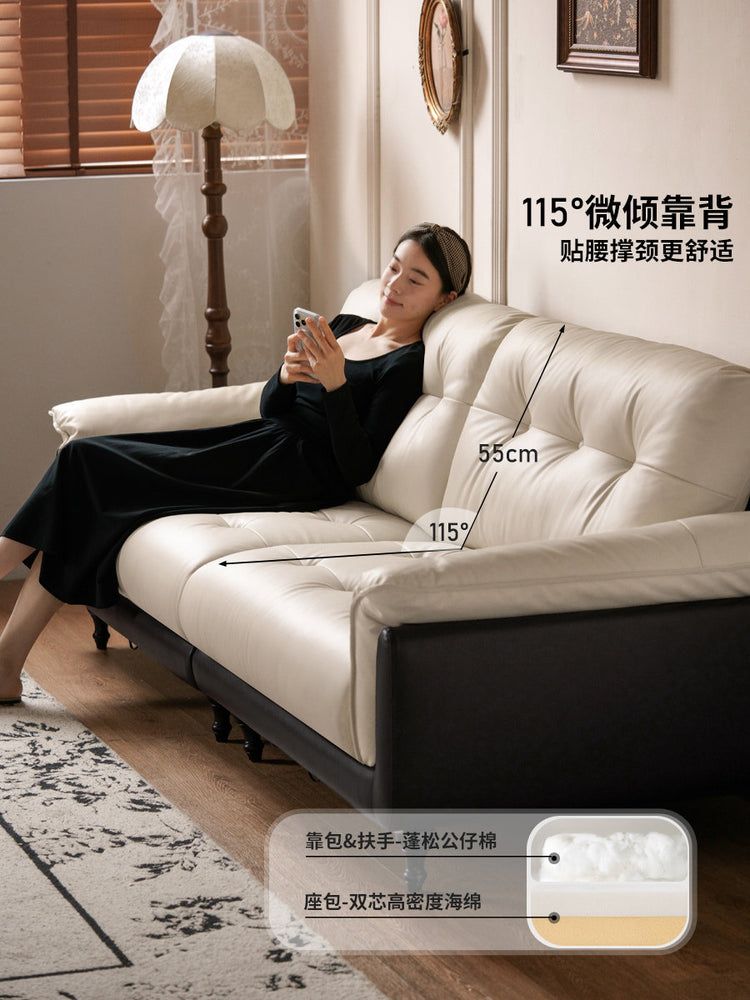 真皮沙发客厅意式轻奢直排沙发小户型三人位皮沙发