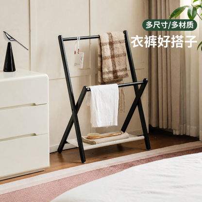 实木挂衣架简约可折叠黑色衣帽架卧室小户型置物架