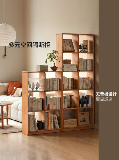 实木书架中古樱桃木置物架自由组合书柜落地格子架展示架
