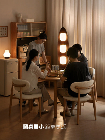 实木圆桌现代简约橡木餐桌原木桌子圆形小户型饭桌