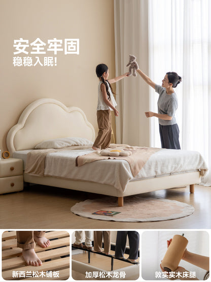 实木儿童床男孩单人床现代简约软包床云朵床女孩公主床