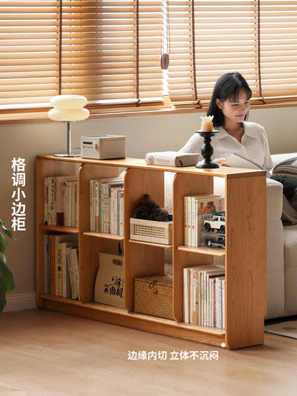 实木书架中古樱桃木置物架自由组合书柜落地格子架展示架