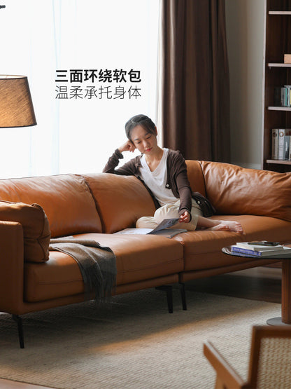 真皮沙发客厅意式轻奢头层牛皮小户型皮艺沙发