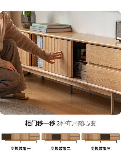 实木电视柜客厅现代简约收纳储物柜橡木原木风电视机柜