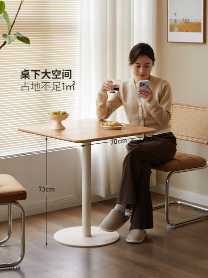实木餐桌简约橡木圆桌小户型方桌原木色休闲桌洽谈桌